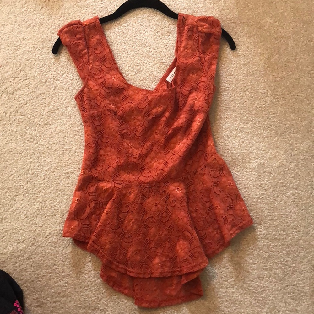 High low peplum top with cut out back